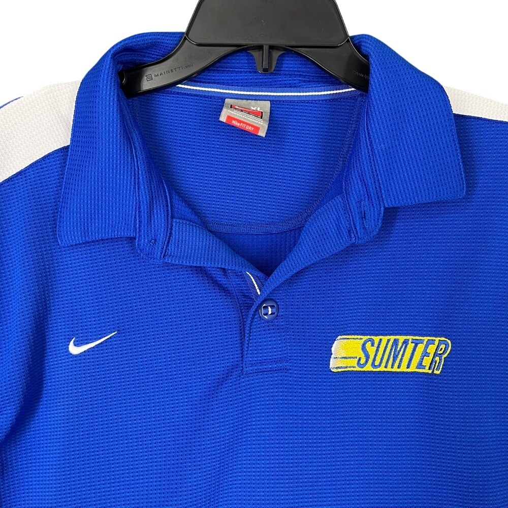 Nike Team Polo Mens XL FitDry Blue‎ White Sumter Athletic Golfcore Streetwear